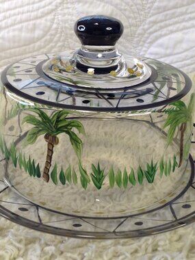 VTG 90's Home Essentials Caribbean Palm hand painted Cheese Plate Beach Cottage